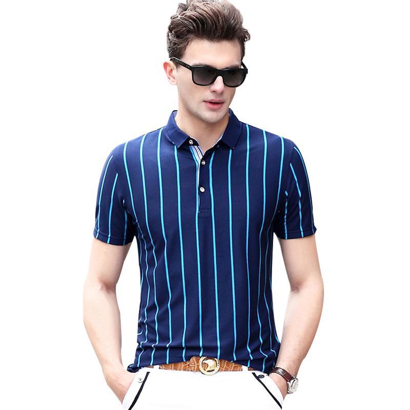 Striped 3 Buttons Men Short Sleeves Slim Fit Polo Shirt - FanFreakz