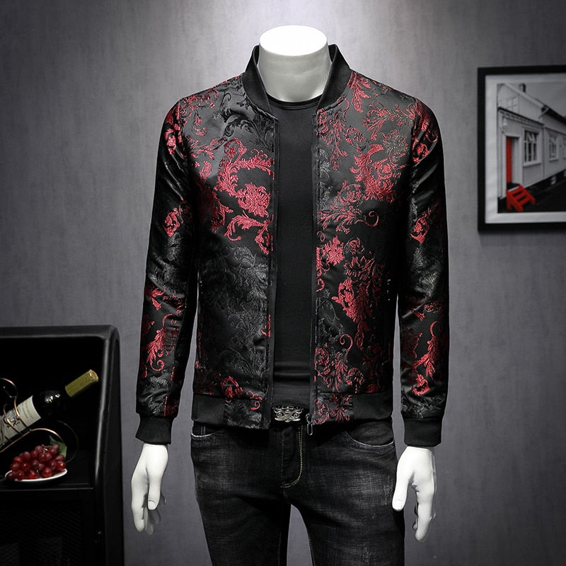Black with Red Rose Casual Print Men Bomber Jacket – FanFreakz