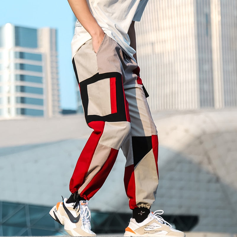 Color Block Patchwork Jogger Hip Hop Cargo Style Men Pants – FanFreakz