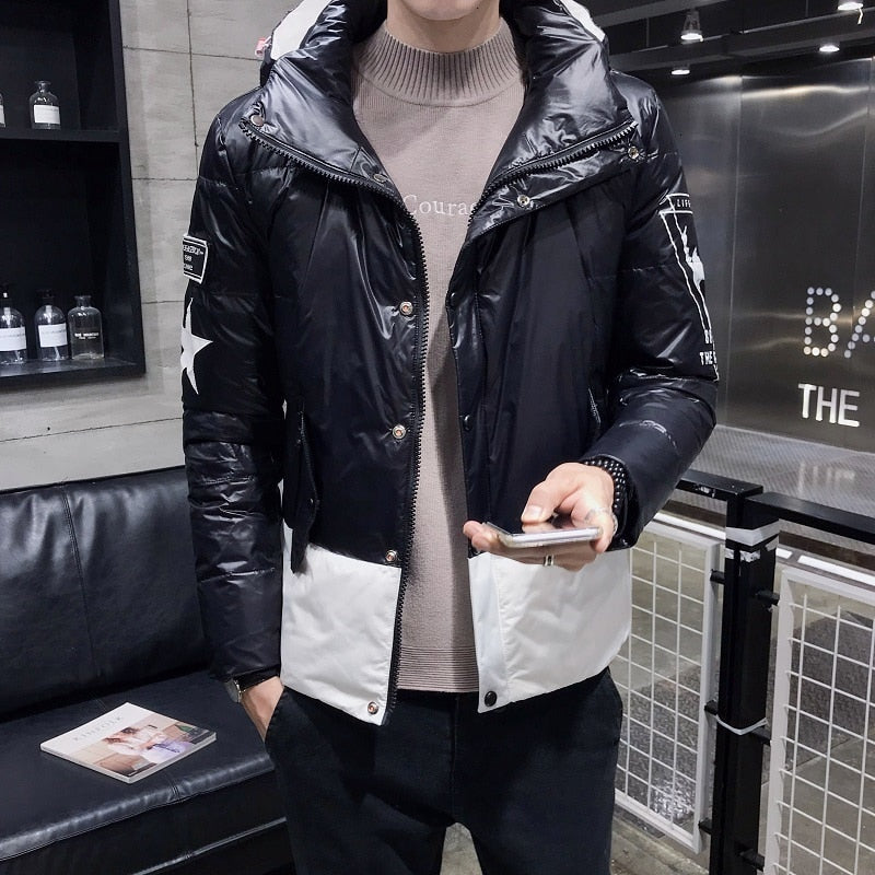 Casual Solid Double Color Warm Filling Padded Men Jacket