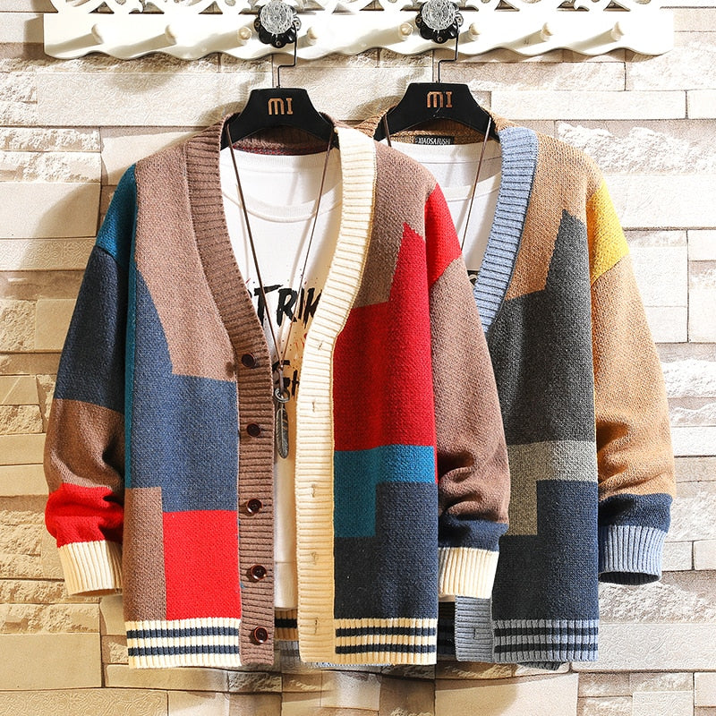 Colorful Patchwork Knitted Cardigan – FanFreakz