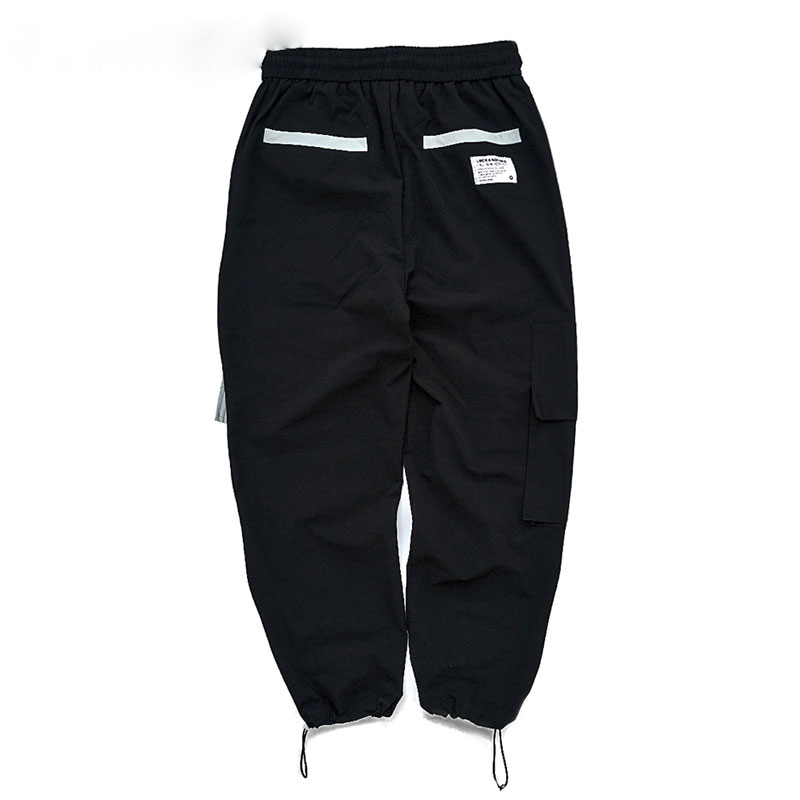 Black in Contrast Pocket Cargo Streetwear Hip Hop Men Pant - FanFreakz