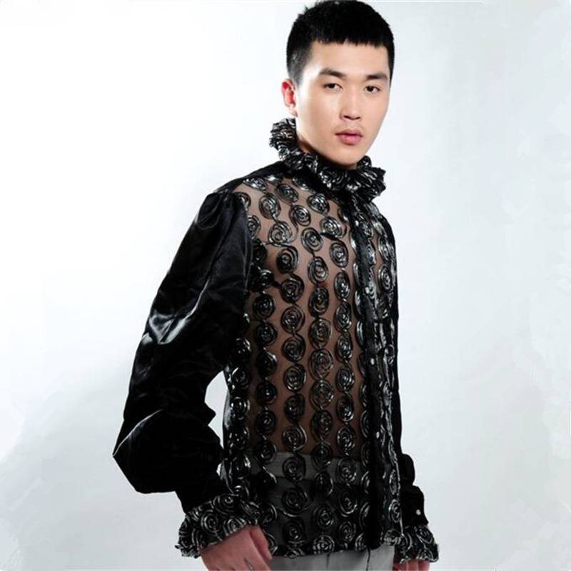 Sexy See Through Twirl Pattern Costume Design Men Shirt – FanFreakz