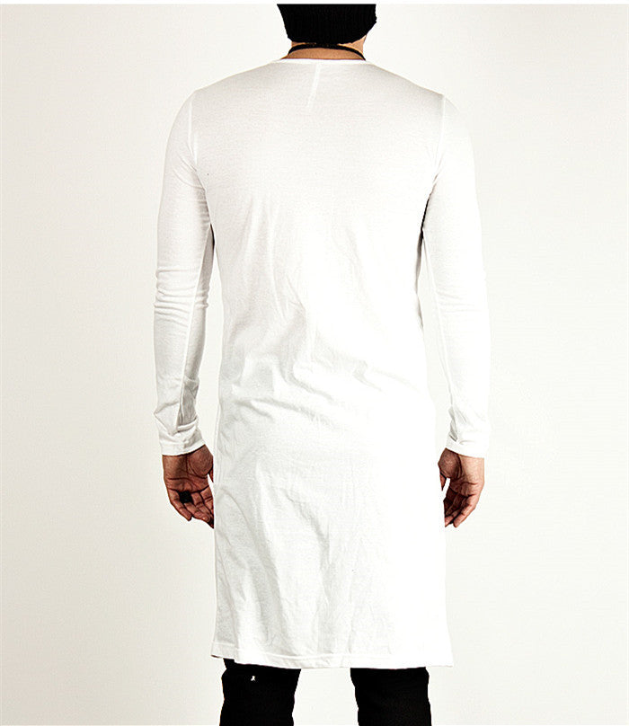 Black White Basic Long Style Men Long Sleeves T-Shirt - FanFreakz