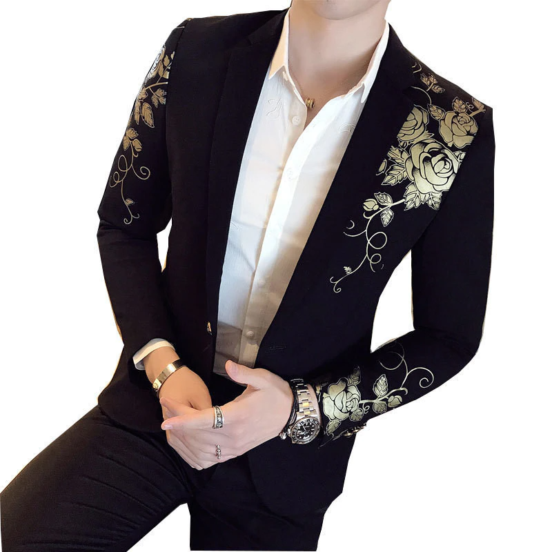 Blazer Lincoln Flower imprimé doré