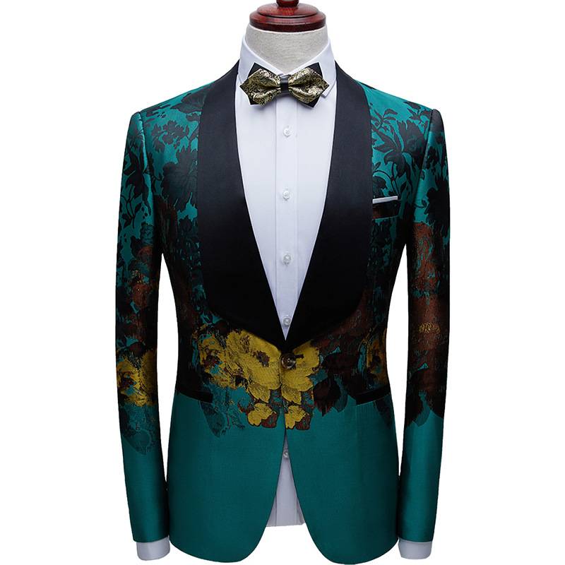 Colorful Abstract Floral Printed Stage Blazer