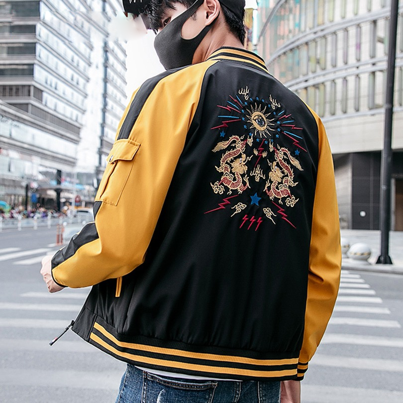 Chinese Dragon Embroidery Hip Hop Style Men Jacket - FanFreakz