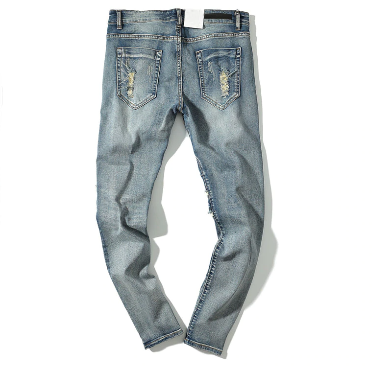 Vintage Blue Slim Fit Ripped Jeans – FanFreakz