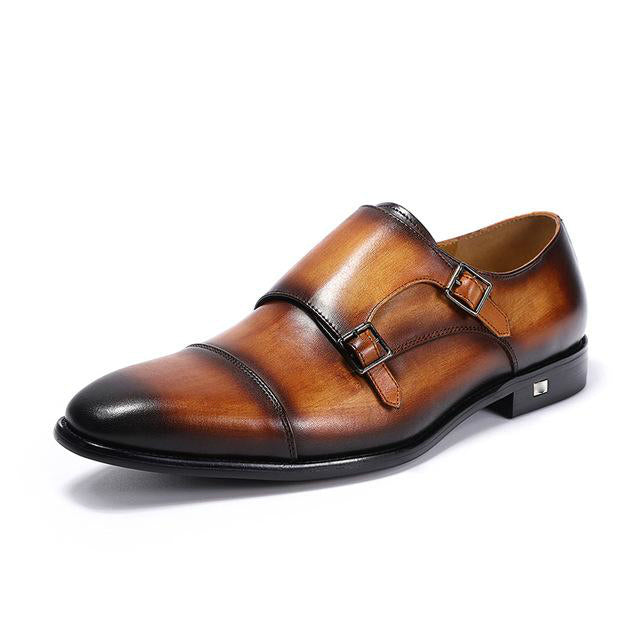 Classic Hand Painted Double Monk Strap Men Shoes - FanFreakz