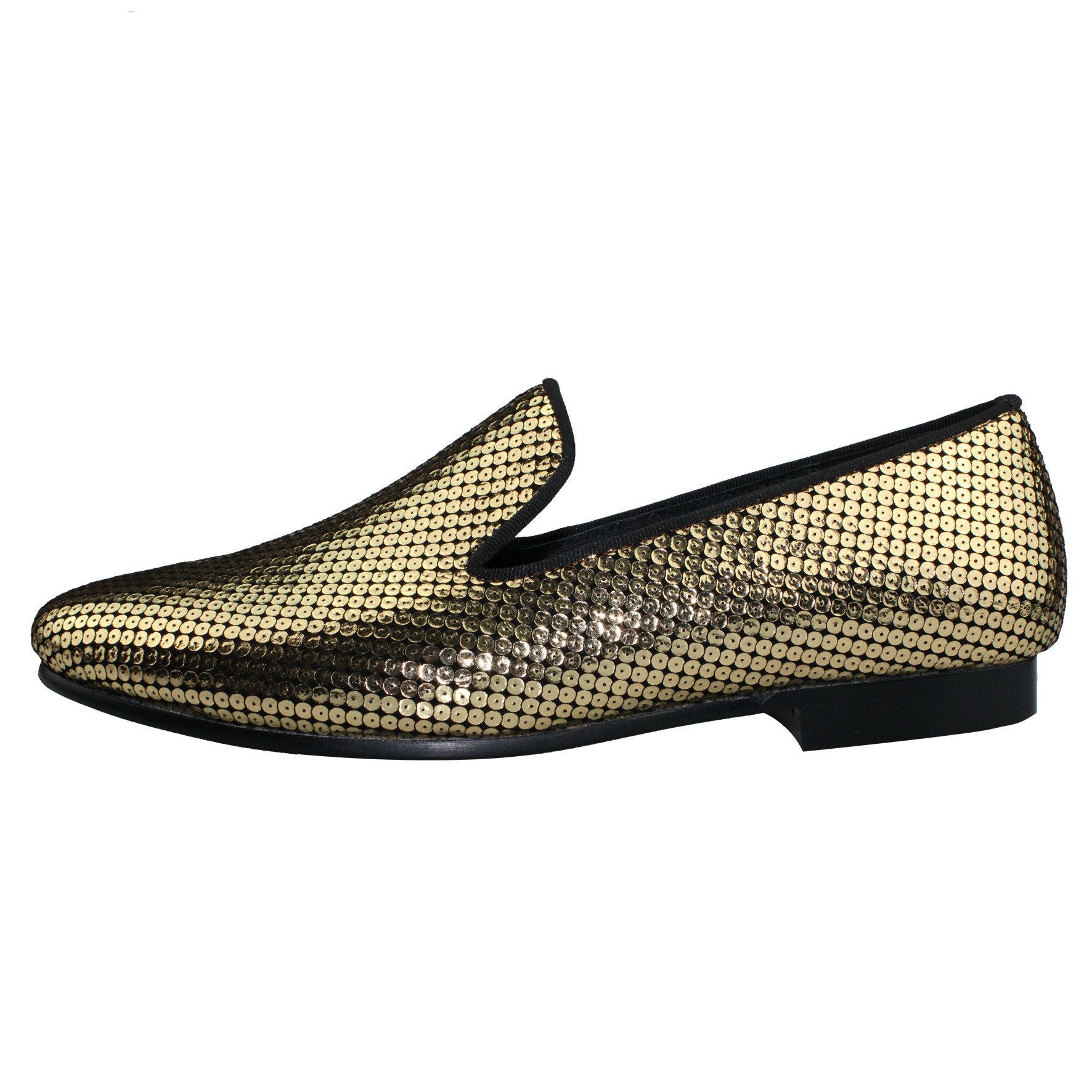 Gold Sequin Pattern Men Loafer Shoes