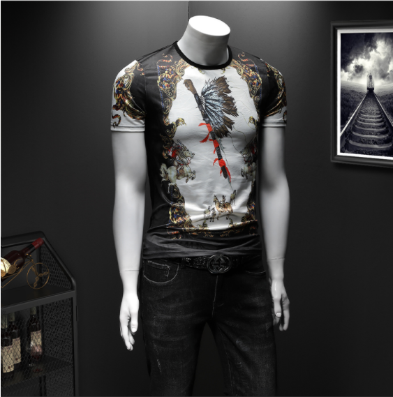 White Classic Print Summer Style Men T-Shirt