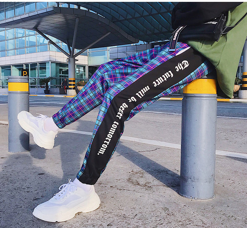Plaid Cotton with Side Stripe Streetwear Jogger Hip Hop Style Men Pant –  FanFreakz