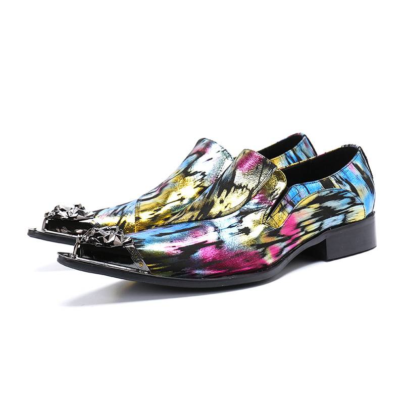 Bright Dancing Colorful Pointed Metal Toe Design Men Shoes - FanFreakz