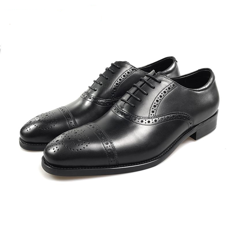 Perforated Details Men Classic Style Leather Oxford Shoe - FanFreakz