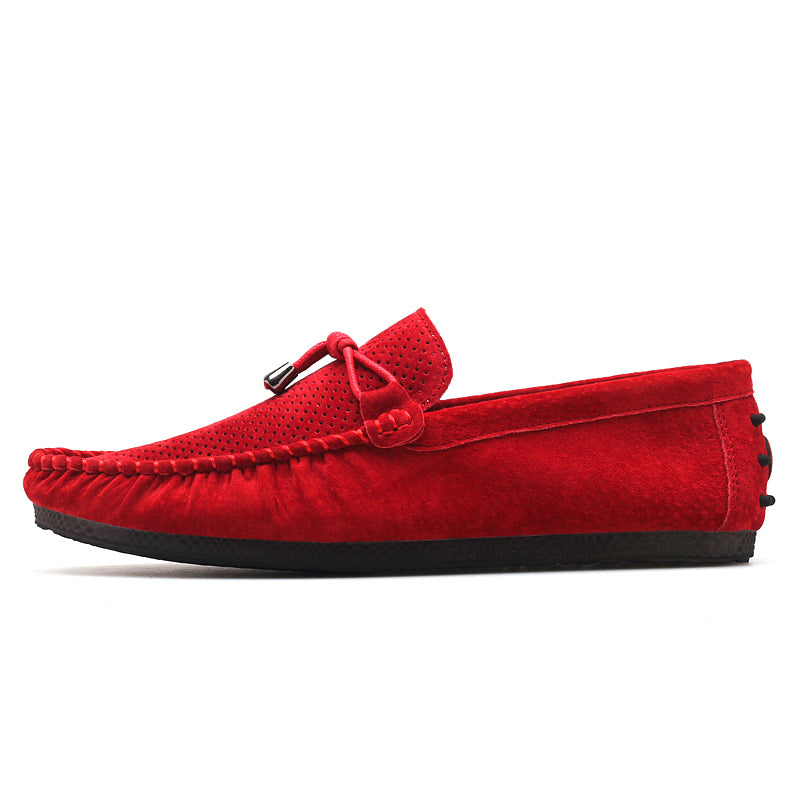 Women's Genuine Suede Loafers Moccasins Red