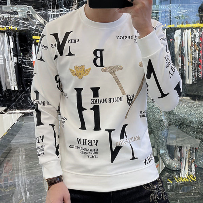 Alphabet Print Rhinestones Fashion Sweater – FanFreakz