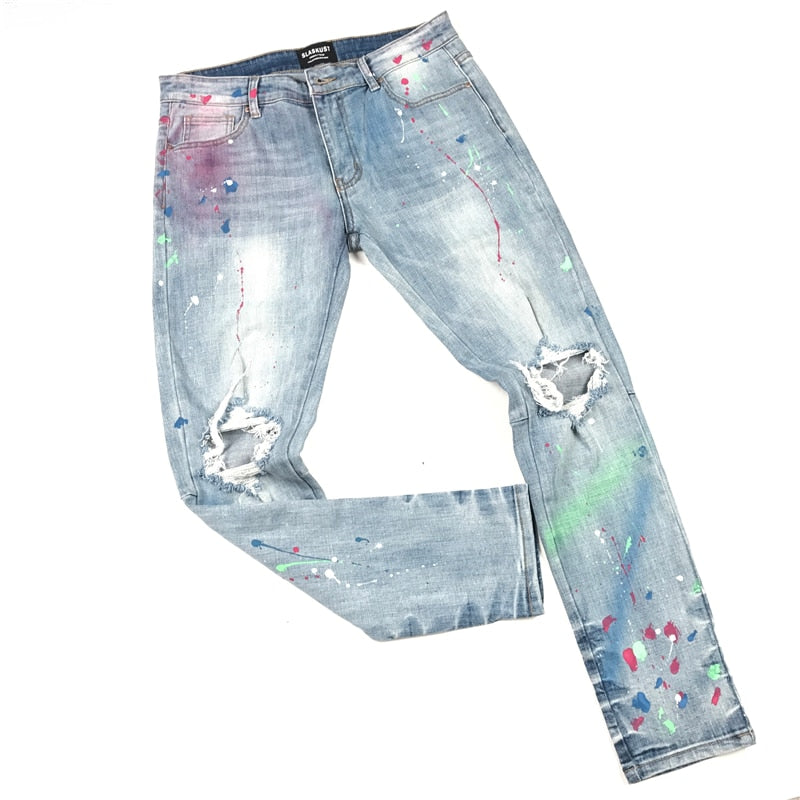 Splatter Painted Jeans: Mens Painted Jeans