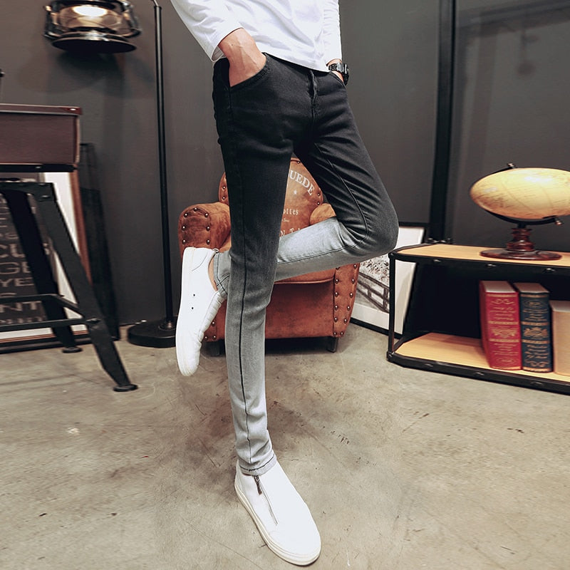 Black Gradient Color Slim Fit Men Skinny Jeans - FanFreakz