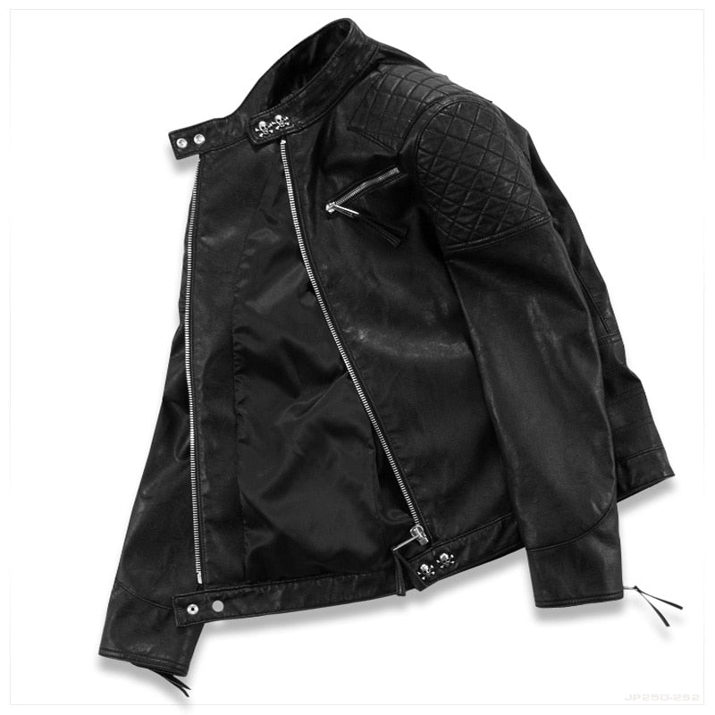 Big Skull Craft Biker Style Men Leather Jacket - FanFreakz