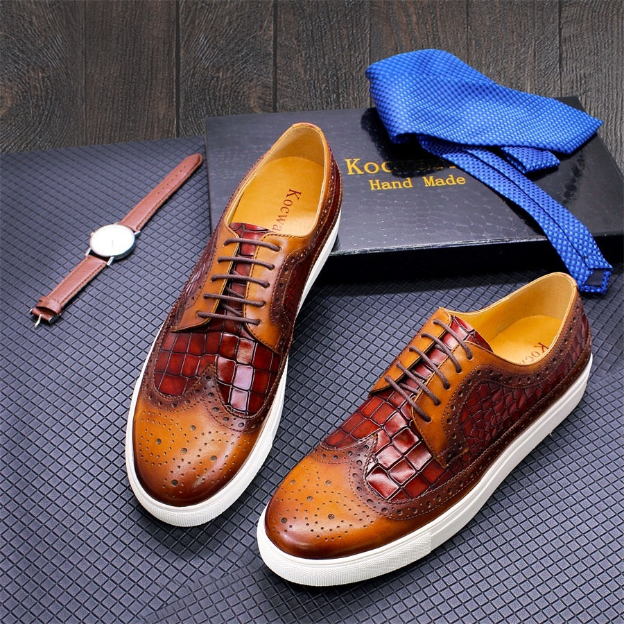 Men's Vintage Real Leather Brogues