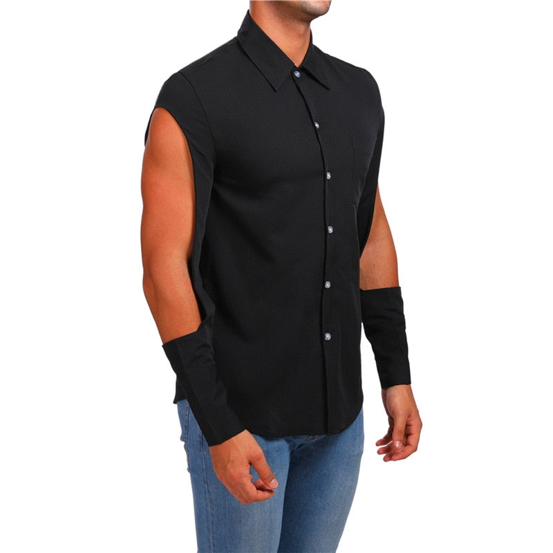 Upper Sleeves Cut Out Hip Hop Style Men Shirt – FanFreakz