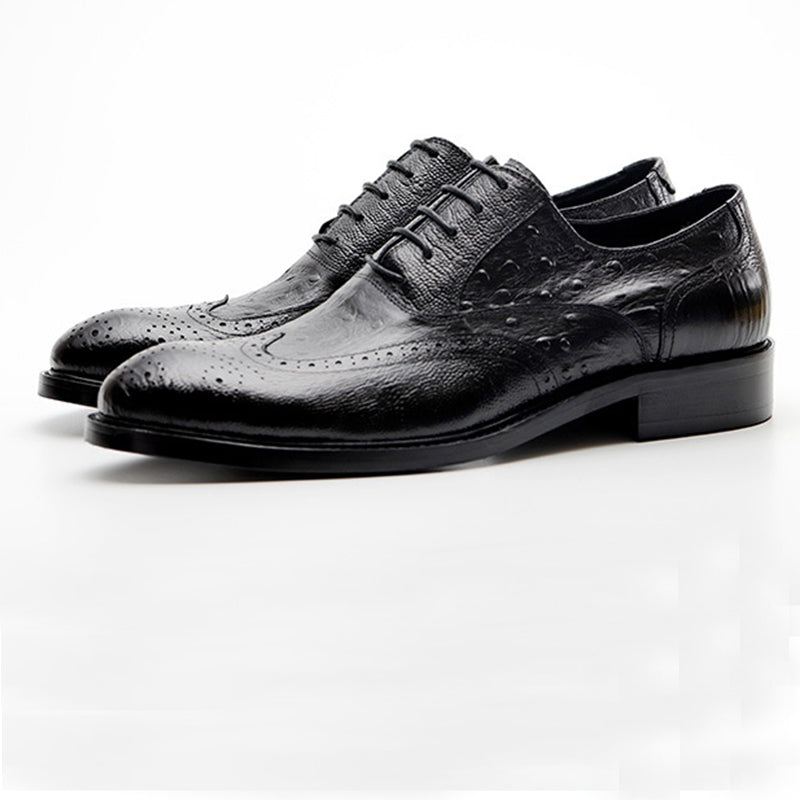 Classy Textured Ostrich Pattern Men Brogue Shoes - FanFreakz