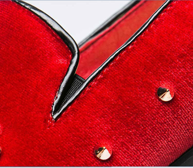 Bee and Rivets Details Men Velvet Loafers Shoes - FanFreakz