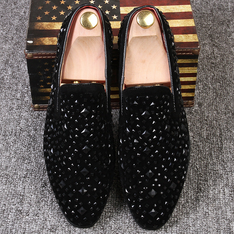 Black Beaded Details Men Flat Loafer Shoes - FanFreakz