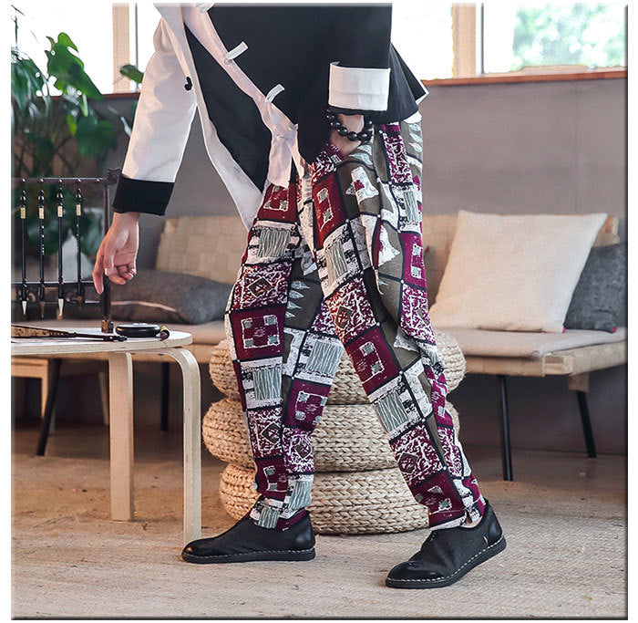 Casual Chinese Motif Print Streetwear Style Men Loose Pants - FanFreakz