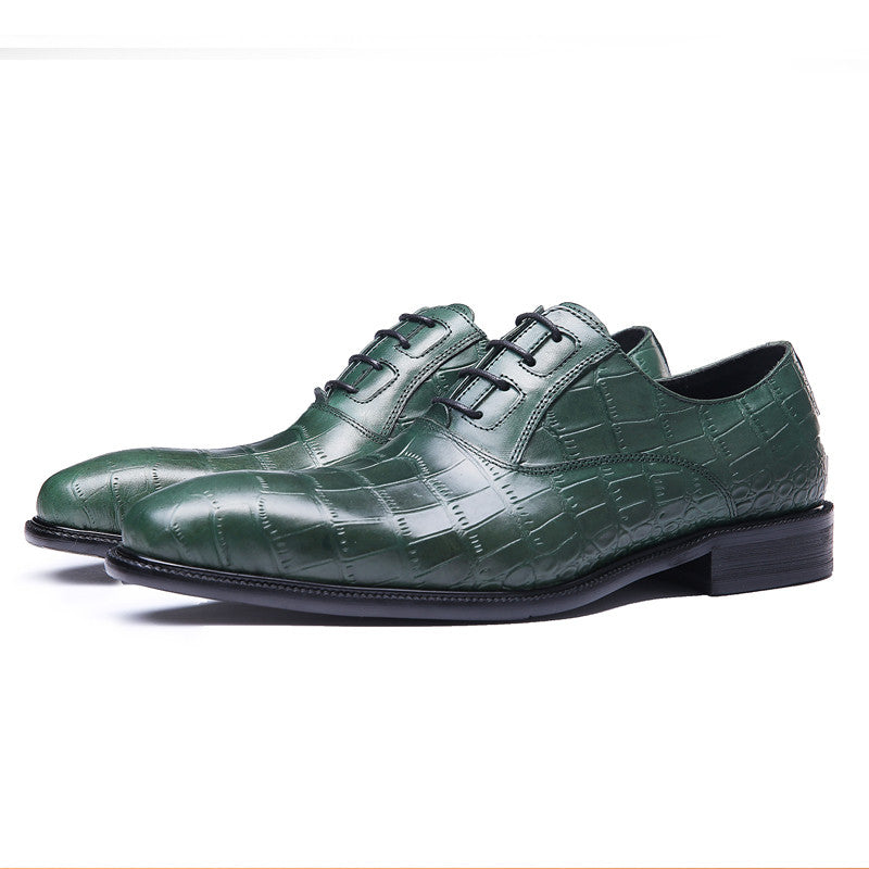 Exotic Green Croco Pattern Men Lace Up Oxford Shoes - FanFreakz
