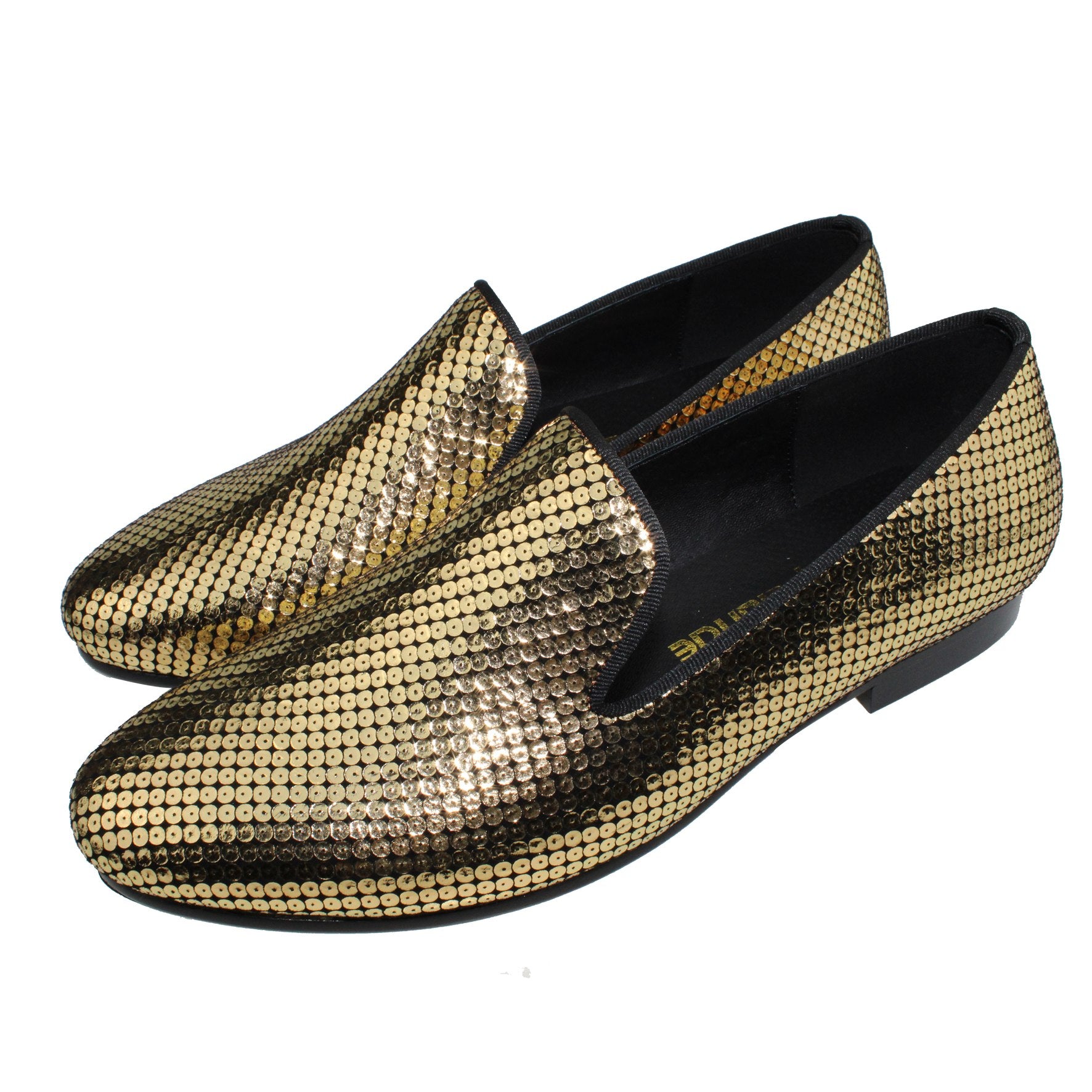 Gold Sequin Pattern Men Loafer Shoes