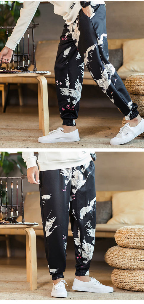 Chinese Style Flamingo Print Men Jogger Pants - FanFreakz