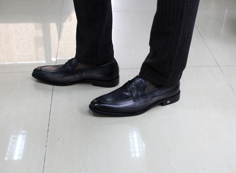 Pointed Toe Duo Crossing Strap Detail Men Loafer Shoes - FanFreakz