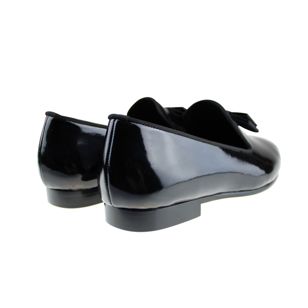 Black Patent Leather Dress Bow Tie Style Men Loafers Shoes - FanFreakz