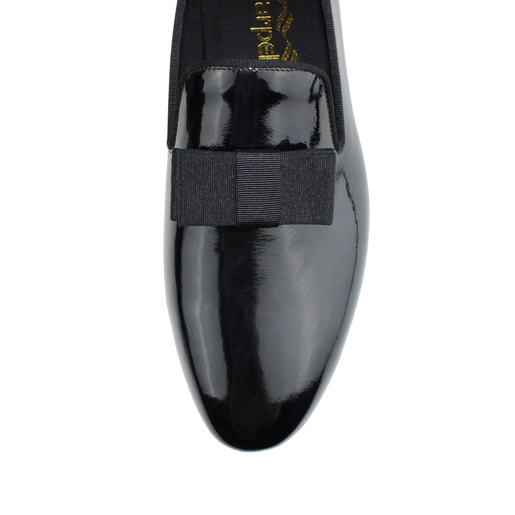 Black Patent Leather Dress Bow Tie Style Men Loafers Shoes - FanFreakz
