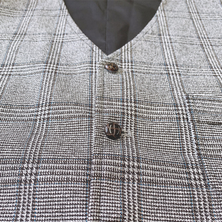 Plaid Pattern Basic Five Buttons Vest