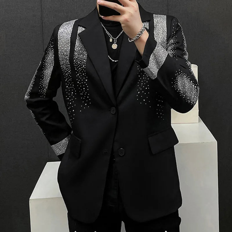 Raining Rhinestone Black Color Blazer