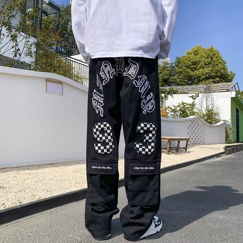 Hip-Hop Letter & Number Embroidery Loose Pants – FanFreakz