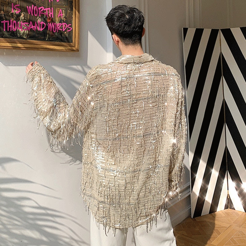 Irregular Sequin Tassel Bling Shirt – FanFreakz