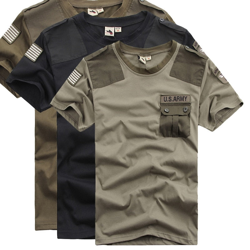 enkelt skridtlængde Strålende Summer Cool Army Patchwork Pocket Casual Men T-Shirts – FanFreakz