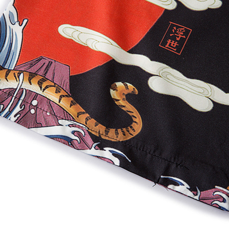 Roaring Tiger Print Haori Japanese Men Jacket