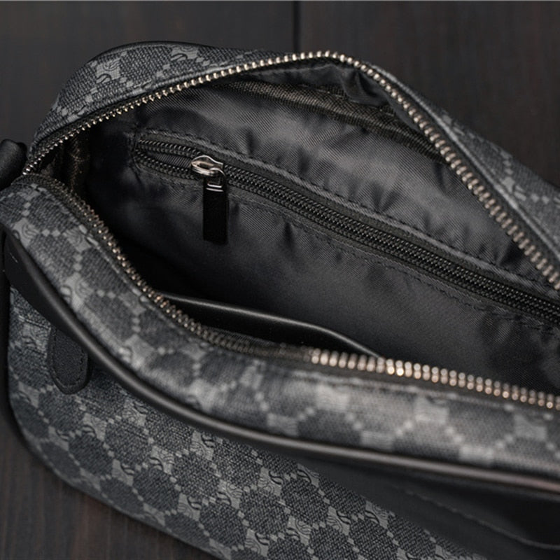 Men Shoulder Crossbody Bag Fashion Luxury Plaid Designer Leather