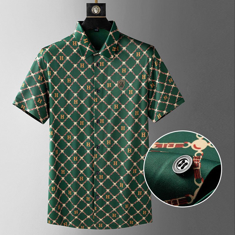 Luxury Green Geometric Pattern Shirt – FanFreakz