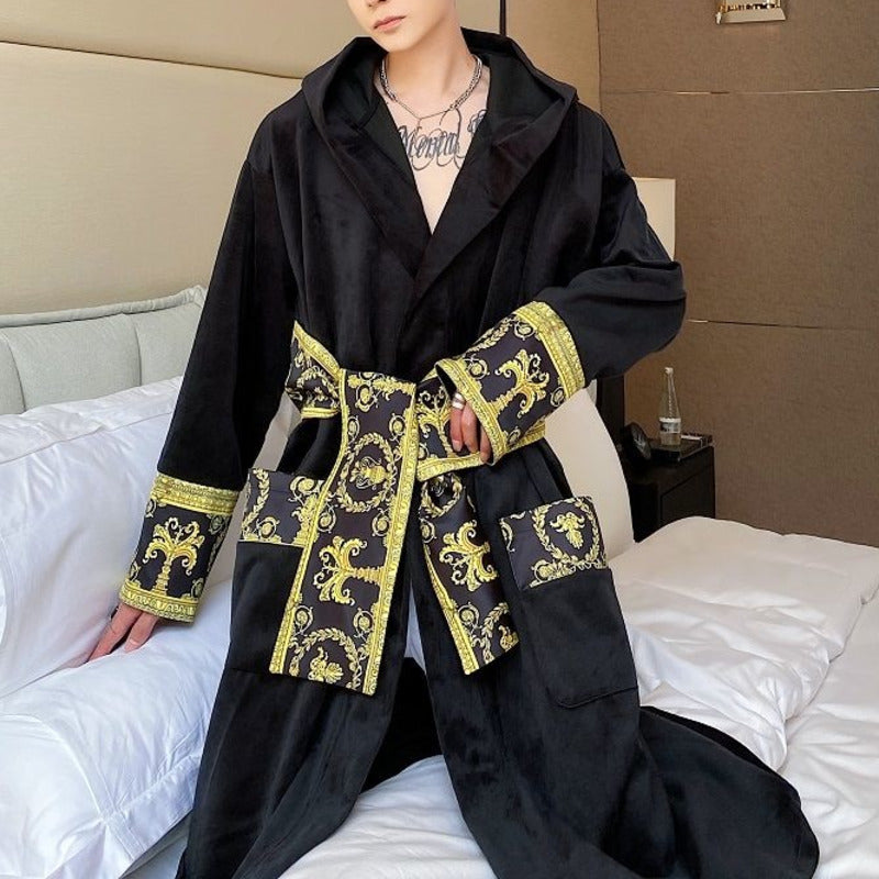 Luxury Black White Gold Paisley Velvet Pajama's Robe – FanFreakz