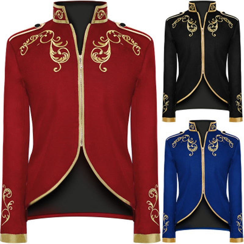 Lujoso Blazer De Poliéster Bordado Dorado Estilo Victoriano