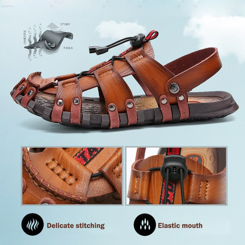 Sandalias Estilo Gladiador en Piel Genuina