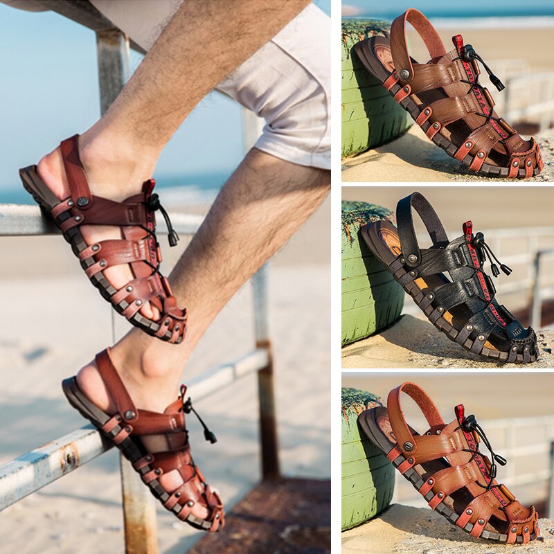 Sandalias Estilo Gladiador en Piel Genuina