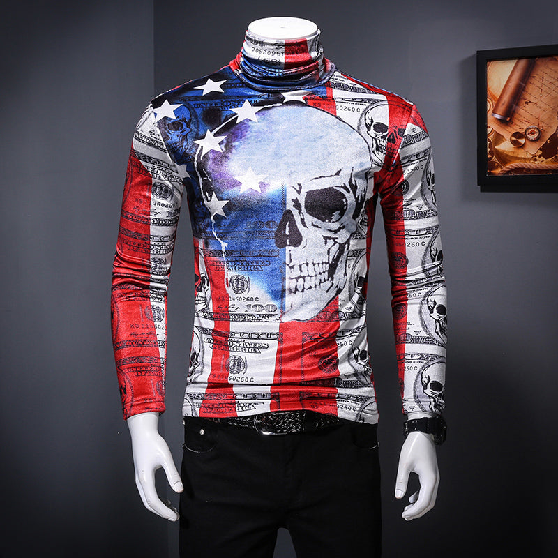 Big Skull Bold Painting Print Men Pullover Shirt - FanFreakz