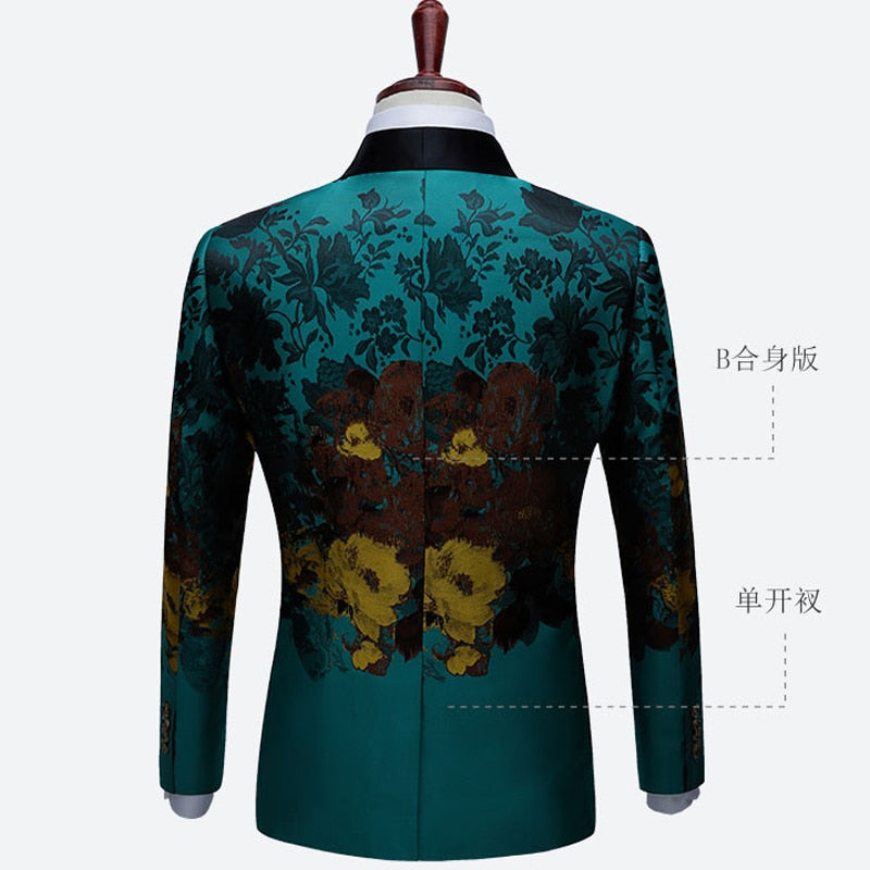 Colorful Abstract Floral Printed Stage Blazer