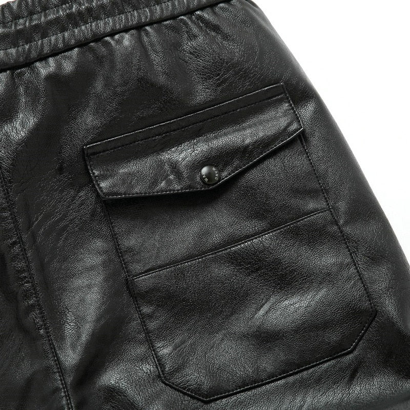 Classic Solid Black Faux Leather Long John Pants – FanFreakz